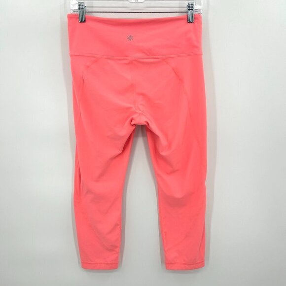 ATHLETA Coral Salutation Capri Cropped Workout Athletic Leggings Size Medium - Picture 3 of 8